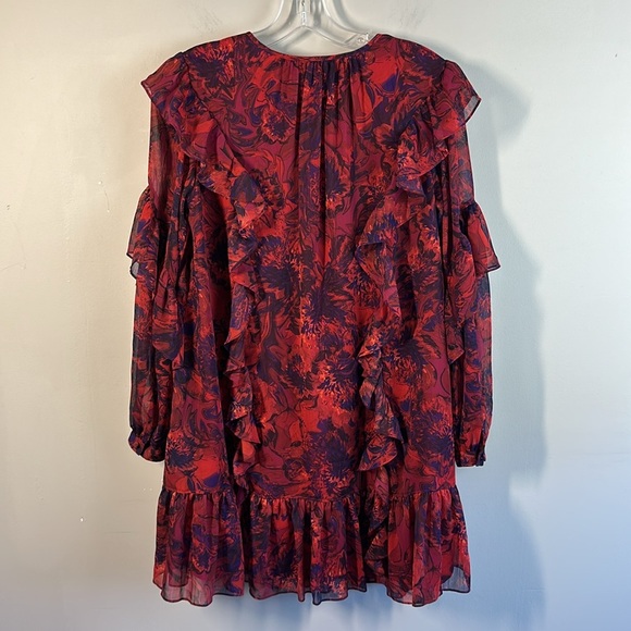 Cinq a Sept Womens Livie Long Sleeve Tiered Dress Size 00 Flowy Romantic Sheer - Picture 4 of 16